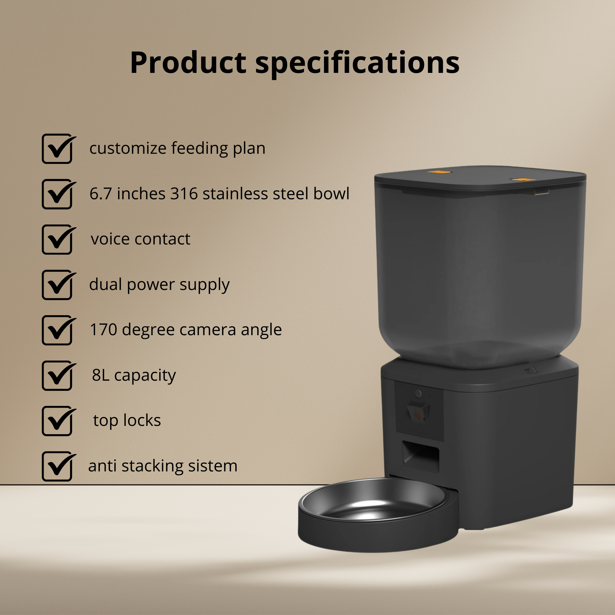 8L Automatic Smart pet feeder - Camera WiFi and more