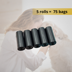Dog poop bags, heavy duty, leak-proof. 5, 10 or 20 Roll Pack + Dispenser. No mess