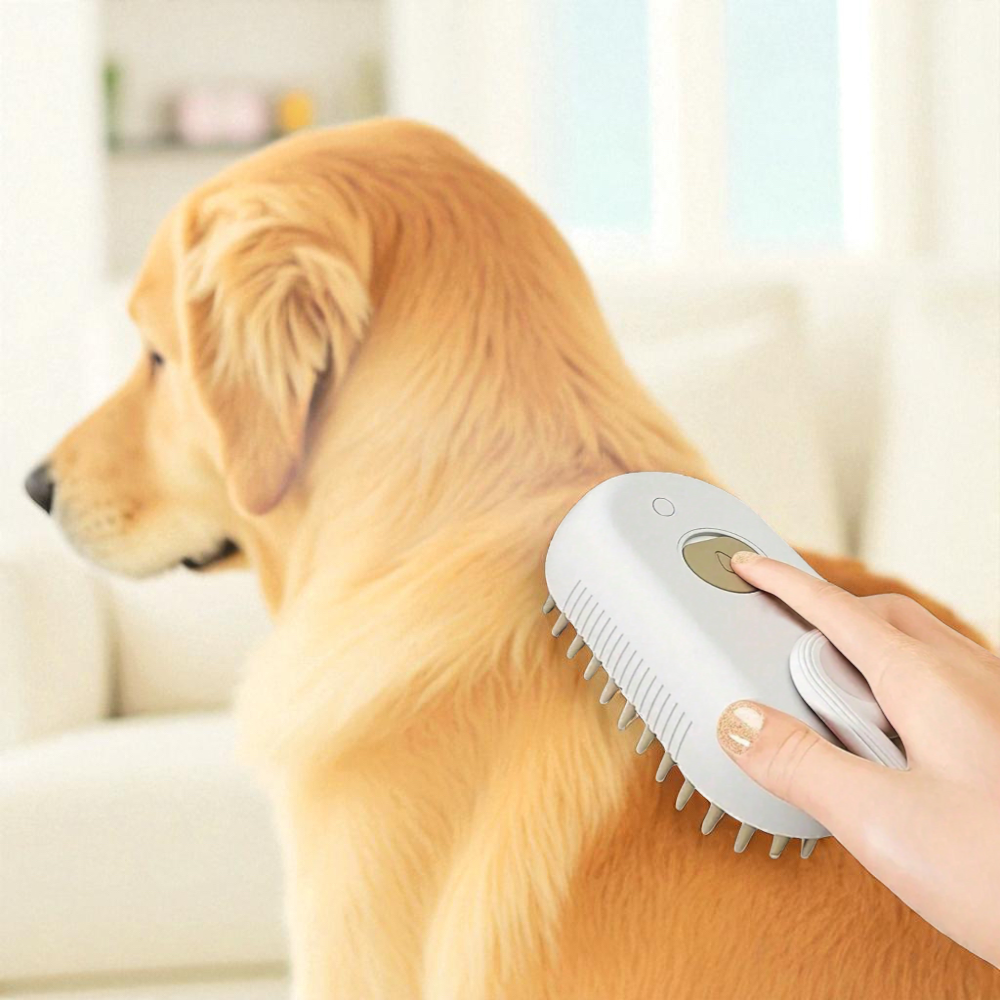 Steam brush for dogs and cats. Clean floating hair and replace bath, massager. Rechargeable